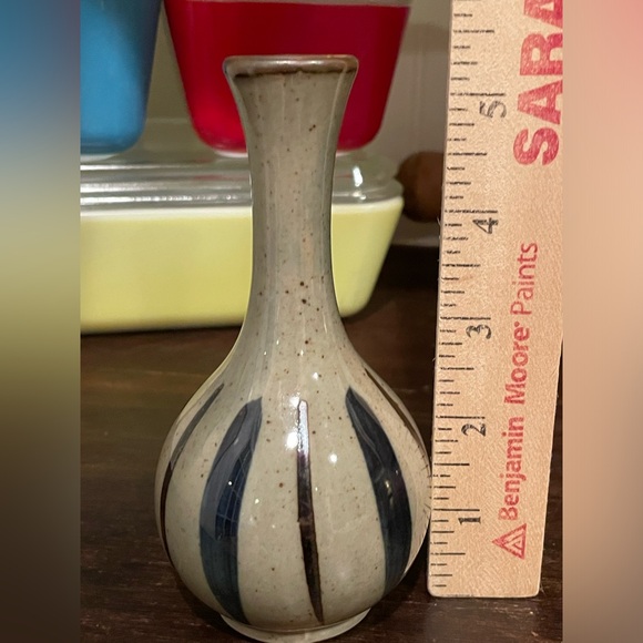 Vintage MCM Blue Stripe Bud Vase❤️ - Picture 3 of 5